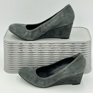 Vionic Camden Suede Wedge Heels Grey Size 7 Vionic Camden Wedge Pumps Grey Suede